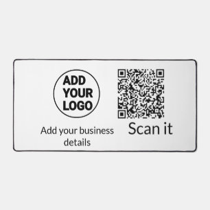 Simple minimal q r code add logo scan code name we desk mat