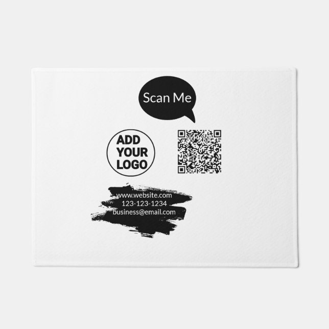 Simple minimal q r code add logo scan code name we doormat (Front)