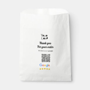 Simple minimal q r code add logo scan code name we favour bag