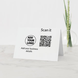 Simple minimal q r code add logo scan code name we foil holiday card