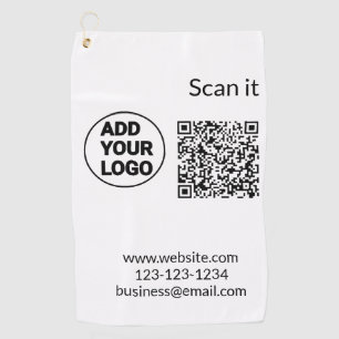 Simple minimal q r code add logo scan code name we golf towel