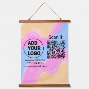 Simple minimal q r code add logo scan code name we hanging tapestry