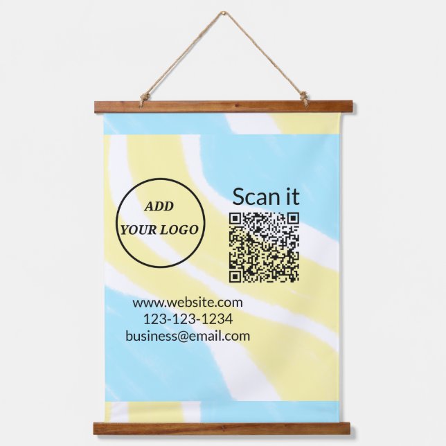 Simple minimal q r code add logo scan code name we hanging tapestry (Front)