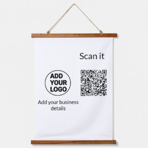 Simple minimal q r code add logo scan code name we hanging tapestry