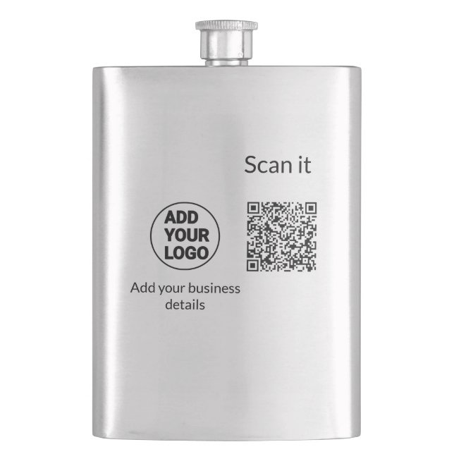 Simple minimal q r code add logo scan code name we hip flask (Front)