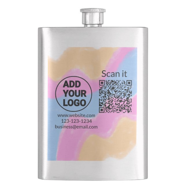 Simple minimal q r code add logo scan code name we hip flask (Front)