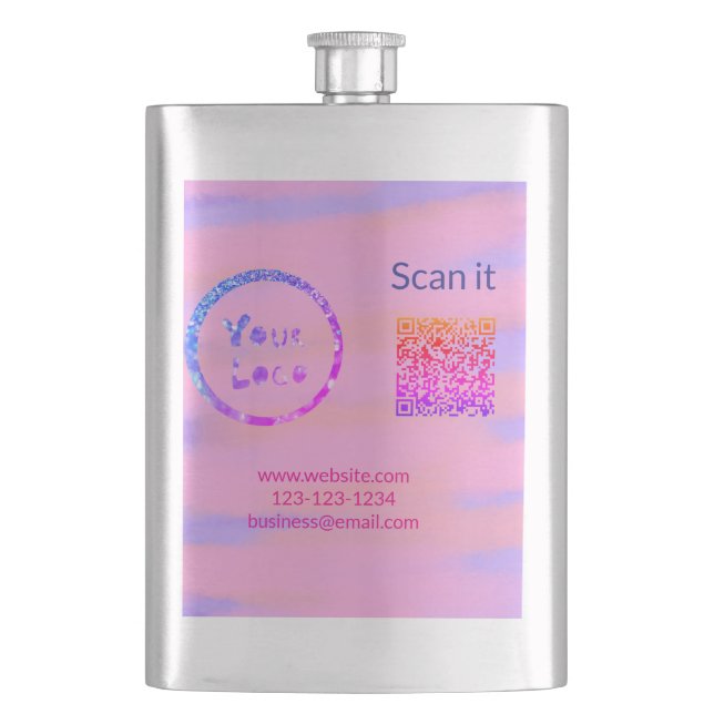 Simple minimal q r code add logo scan code name we hip flask (Front)