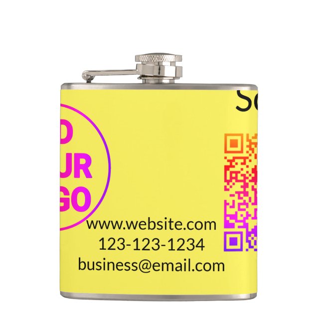 Simple minimal q r code add logo scan code name we hip flask (Front)