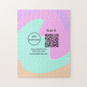 Simple minimal q r code add logo scan code name we jigsaw puzzle