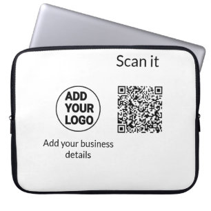 Simple minimal q r code add logo scan code name we laptop sleeve