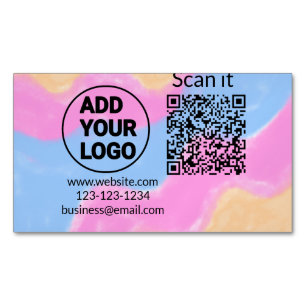 Simple minimal q r code add logo scan code name we 	Magnetic business card