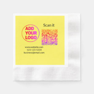 Simple minimal q r code add logo scan code name we napkin