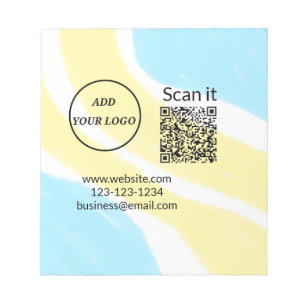 Simple minimal q r code add logo scan code name we notepad