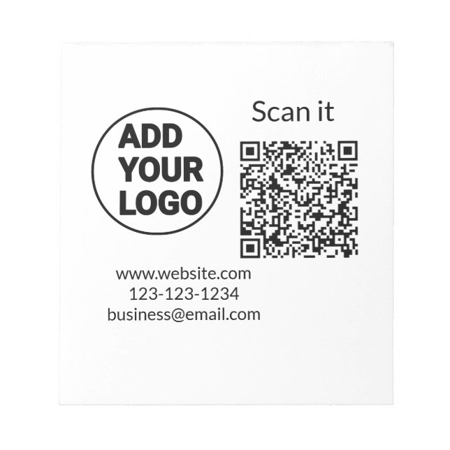 Simple minimal q r code add logo scan code name we notepad (Front)