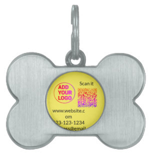Simple minimal q r code add logo scan code name we pet ID tag