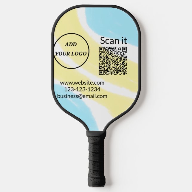 Simple minimal q r code add logo scan code name we pickleball paddle (Front)