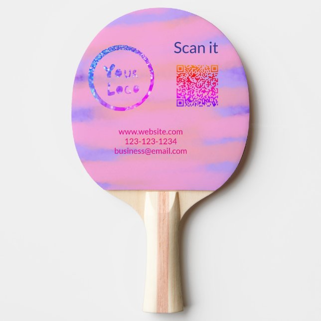 Simple minimal q r code add logo scan code name we ping pong paddle (Front)