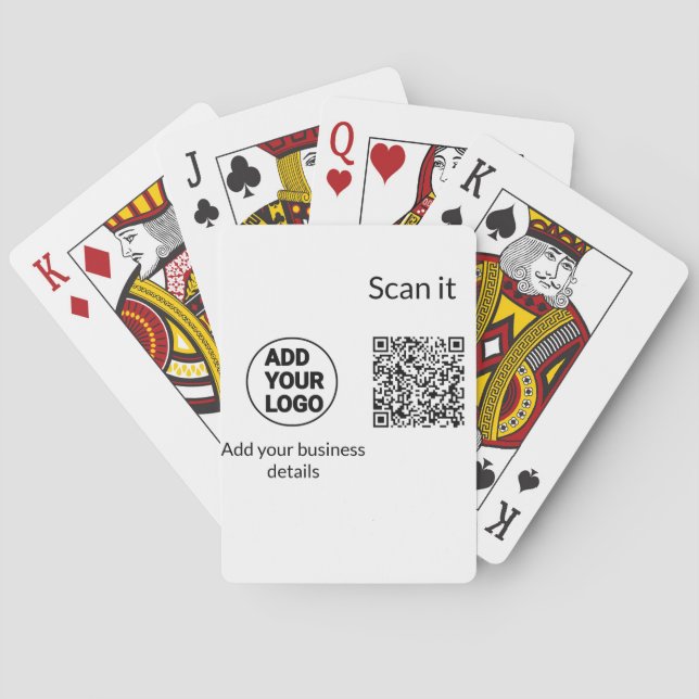 Simple minimal q r code add logo scan code name we playing cards (Back)