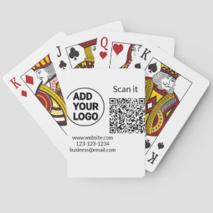 Simple minimal q r code add logo scan code name we playing cards