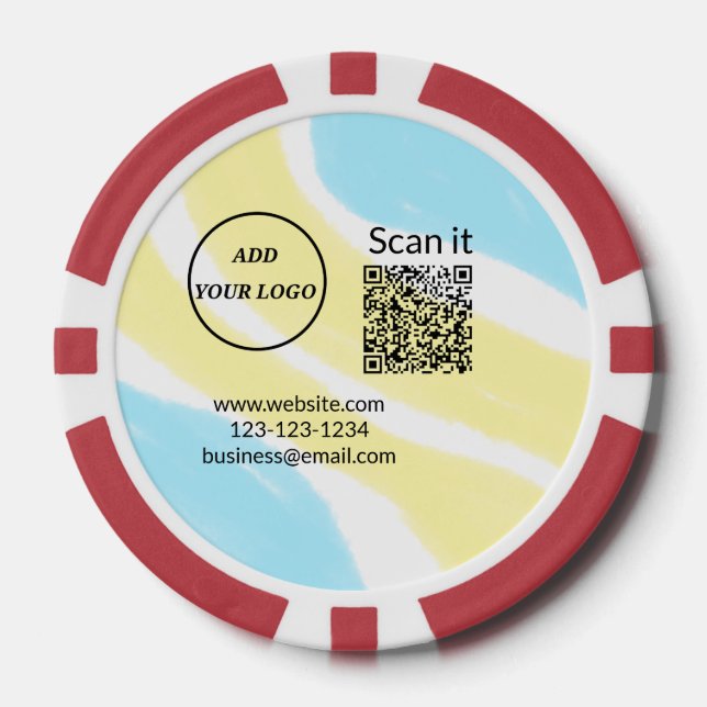 Simple minimal q r code add logo scan code name we poker chips (Front)