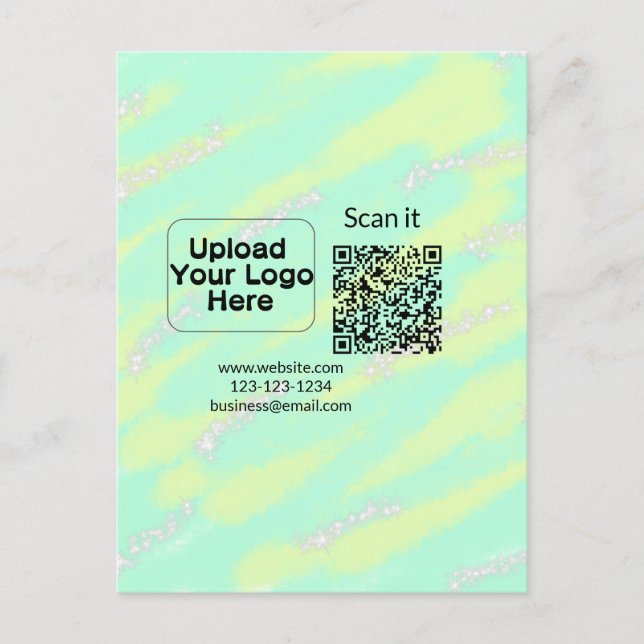 Simple minimal q r code add logo scan code name we postcard (Front)