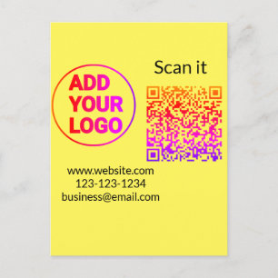 Simple minimal q r code add logo scan code name we postcard