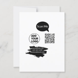 Simple minimal q r code add logo scan code name we postcard