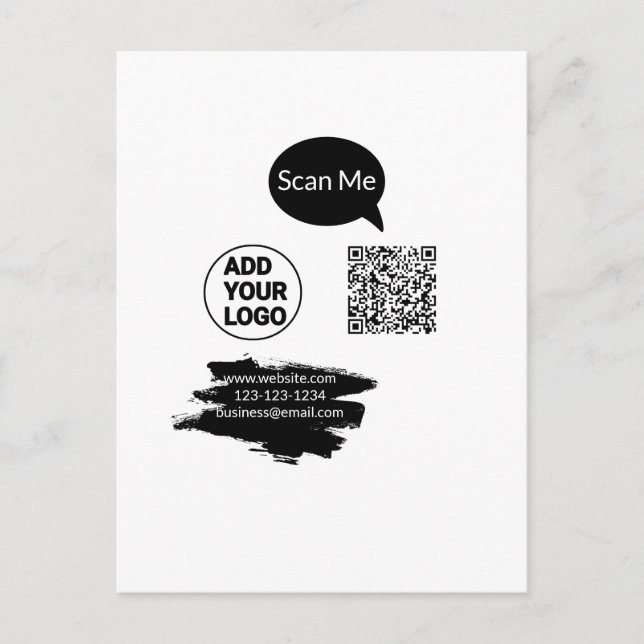 Simple minimal q r code add logo scan code name we postcard (Front)