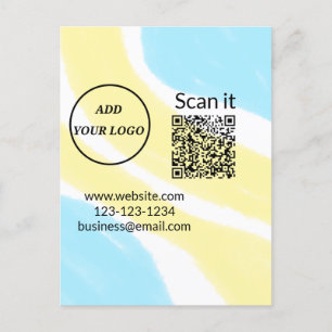 Simple minimal q r code add logo scan code name we postcard