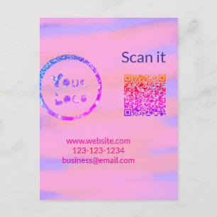 Simple minimal q r code add logo scan code name we postcard