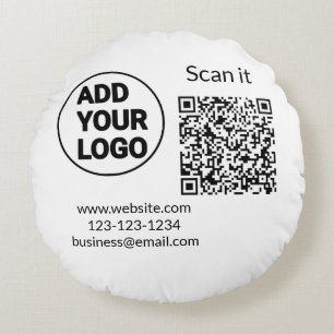 Simple minimal q r code add logo scan code name we round cushion