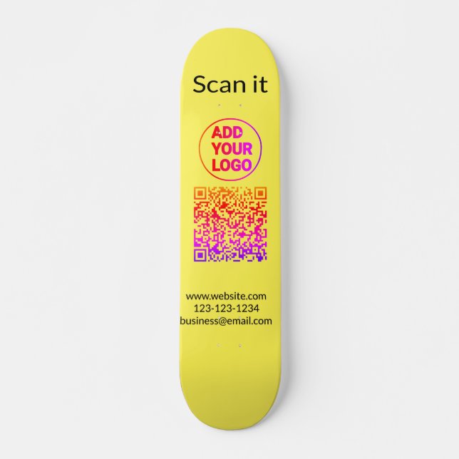Simple minimal q r code add logo scan code name we skateboard (Front)