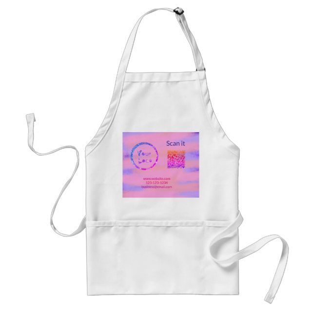 Simple minimal q r code add logo scan code name we standard apron (Front)
