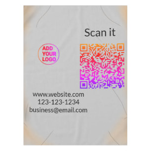 Simple minimal q r code add logo scan code name we tablecloth