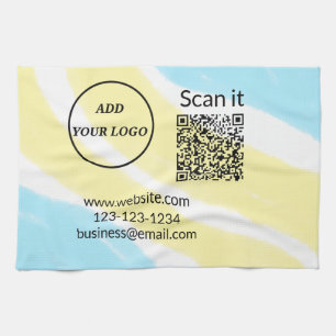 Simple minimal q r code add logo scan code name we tea towel