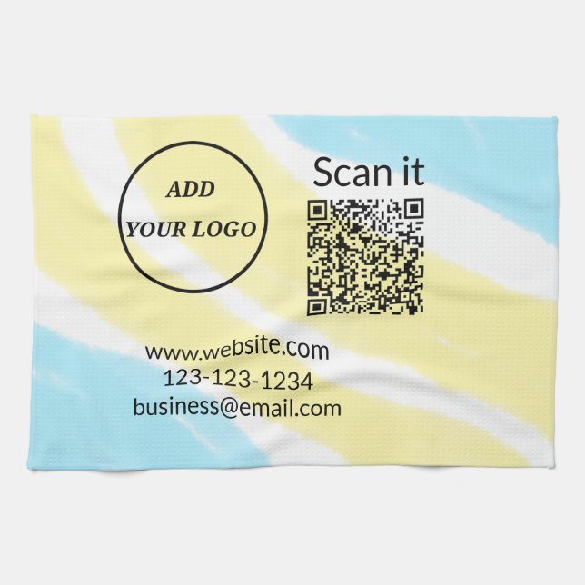 Simple minimal q r code add logo scan code name we tea towel (Horizontal)