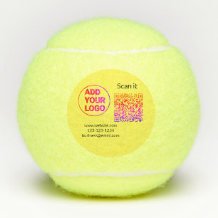 Simple minimal q r code add logo scan code name we tennis balls