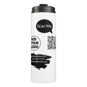 Simple minimal q r code add logo scan code name we thermal tumbler