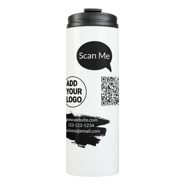 Simple minimal q r code add logo scan code name we thermal tumbler (Front)