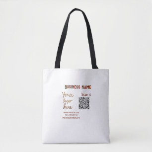 Simple minimal q r code add logo scan code name we tote bag