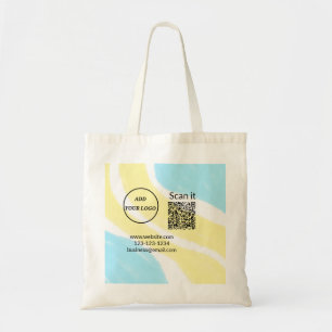 Simple minimal q r code add logo scan code name we tote bag