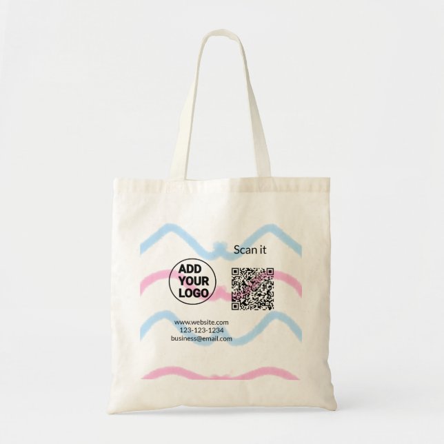 Simple minimal q r code add logo scan code name we tote bag (Front)