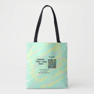 Simple minimal q r code add logo scan code name we tote bag