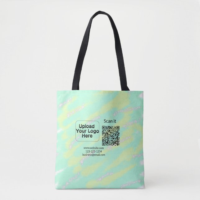 Simple minimal q r code add logo scan code name we tote bag (Front)