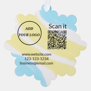 Simple minimal q r code add logo scan code name we tree decoration card
