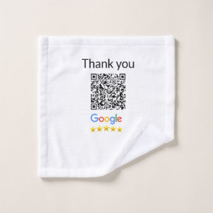 Simple minimal q r code add logo scan code name we wash cloth