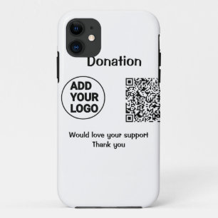 Simple minimal q r code add logo social-media text iPhone 11 case