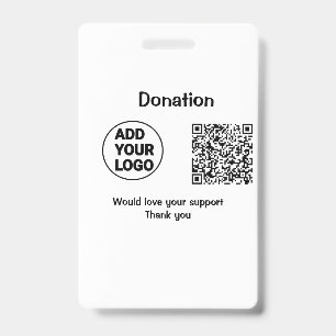 Simple minimal q r code add logo social-media text ID badge