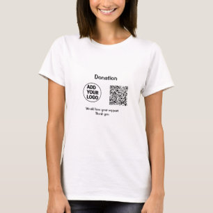 Simple minimal q r code add logo social-media text T-Shirt