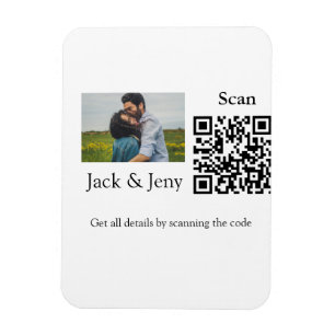 Simple minimal Q R code add photo name text Throw  Magnet